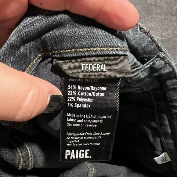 PAIGE Federal Jeans Acid Wash Dark Blue Men's Slim Straight Size 31 - Picture 8 of 13